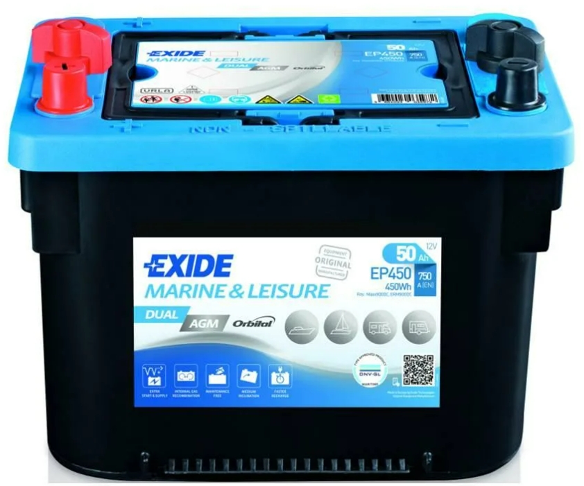 Exide Dual AGM EP450 (50 A/h), 450Wh, 750A L+