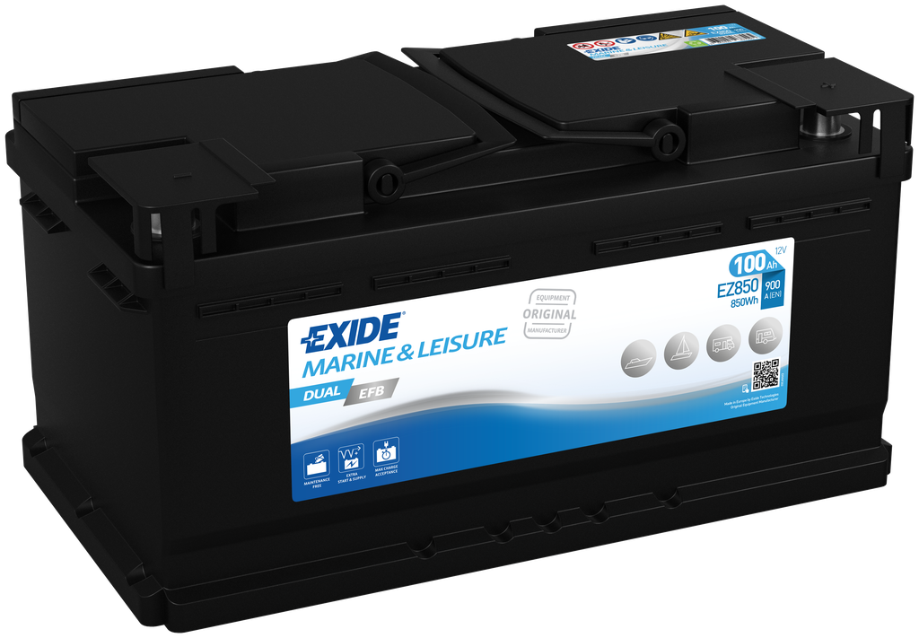 Exide Dual EFB EZ850 (95 A/h) 800WH, 850A R+