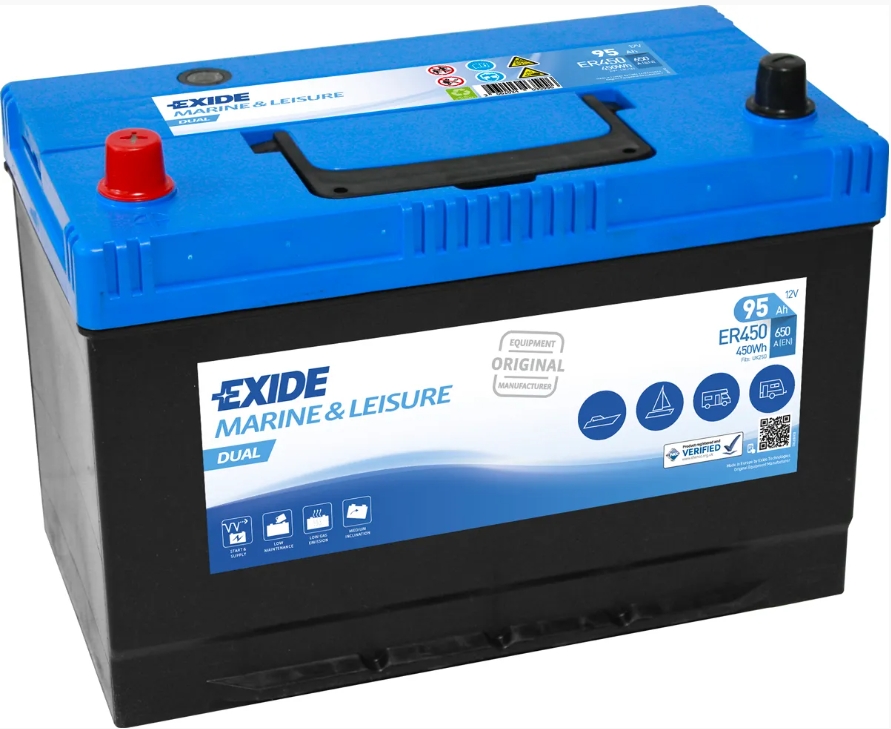 Exide Dual ER450 (95 A/h) 450WH, 650A L+