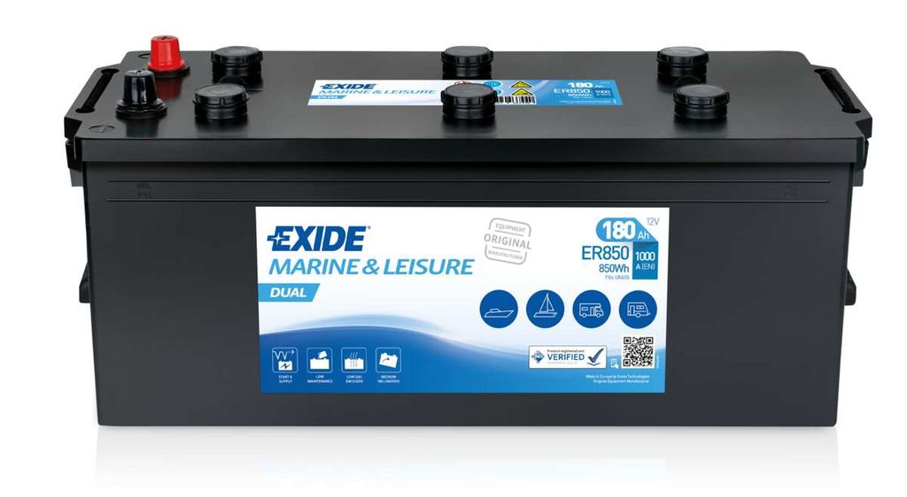 Exide Dual ER850 (180 A/h) 850WH, 1000A L+