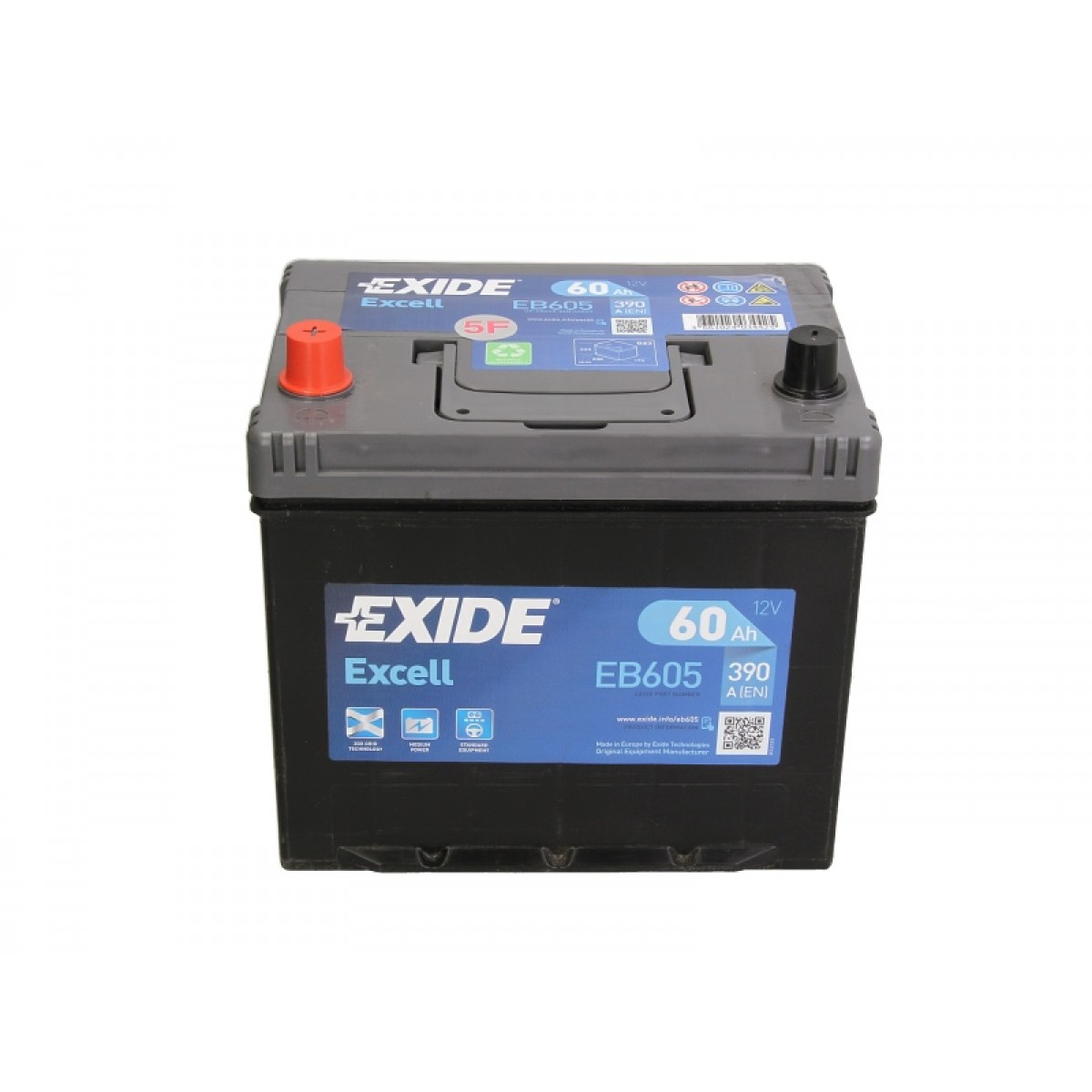 Exide Excell EB605 (60 A/h), 390A L+ JIS