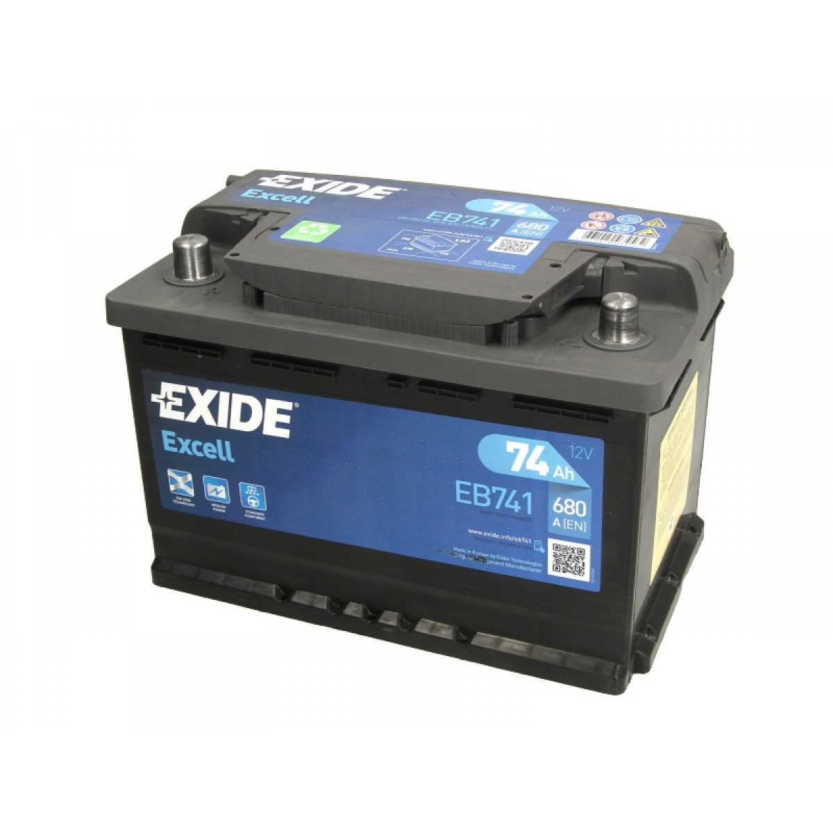 Exide Excell EB741 (74 A/h), 680A L+