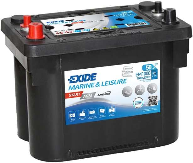 Exide Start AGM EM1000 (50 A/h) 1000WH, 800A L+
