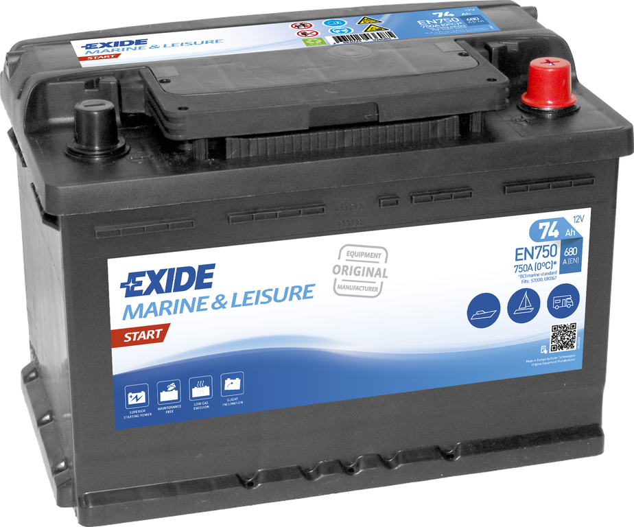 Exide Start EN750 (74 A/h) 750WH, 680A R+