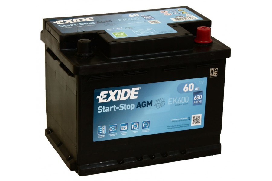 Exide Start-Stop AGM EK600 (60 A/h), 680A R+